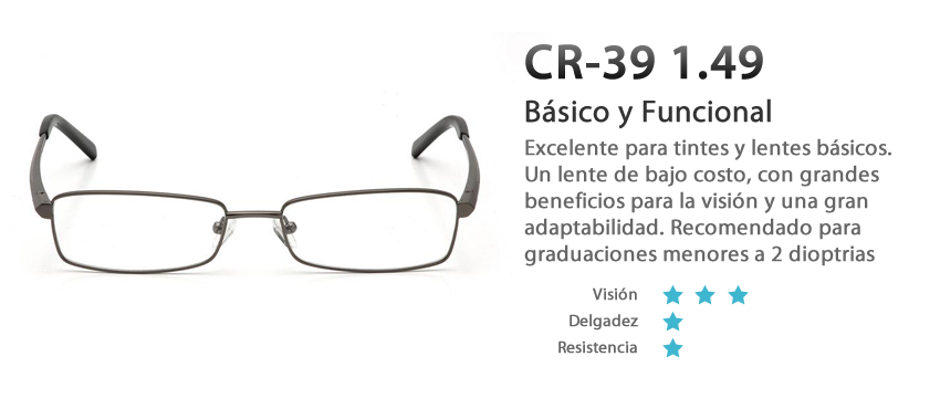 Lentes cr 39 vision sencilla